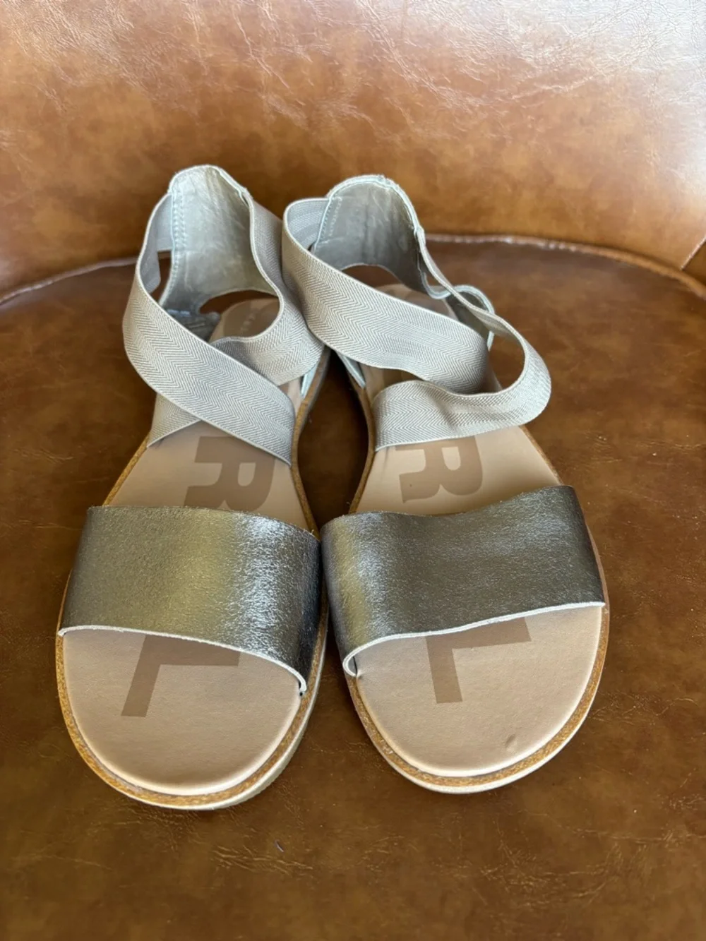 Sorel Ella II Women's Metallic Taupe Elastic Strappy Comfort Sandals W 9.5 - Picture 2 of 7